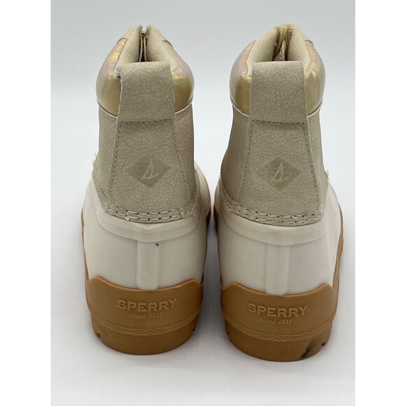 Sperry Kids Size 13 Duck Boots Beige Tan Rubber Sole Zip Closure - Picture 3 of 9